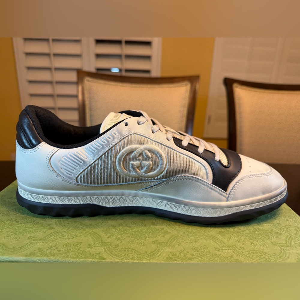 New Authentic Gucci Mac80 GG Logo Sneaker Shoes White Black Size UK 12 /US 12.5 - Picture 9 of 16